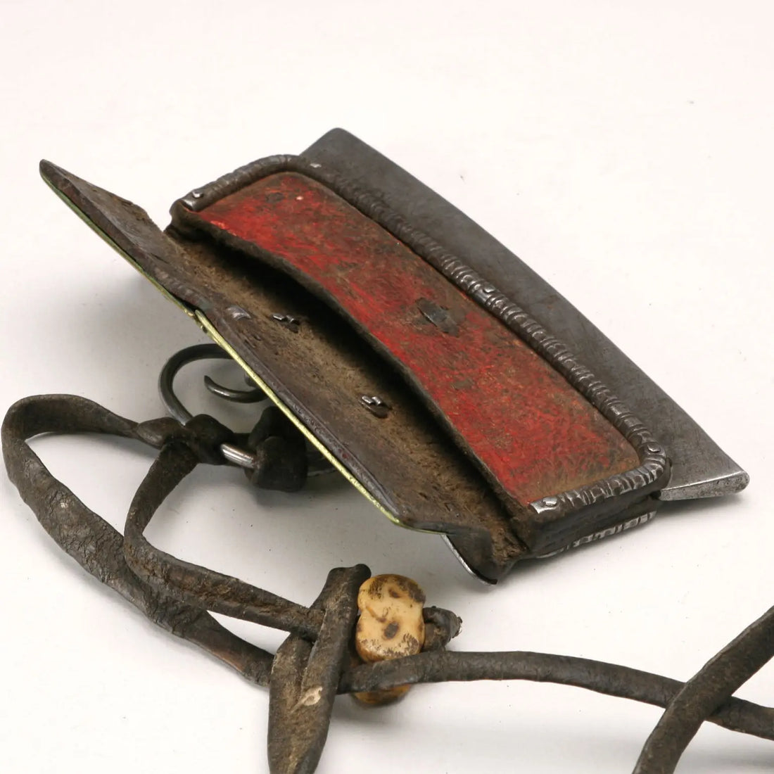 Khampa Ethnic Case Leather Bronze Iron Tibet XIX Century
