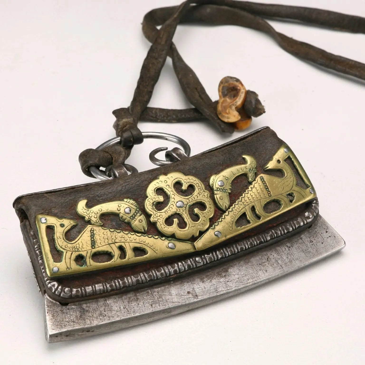 Khampa Ethnic Case Leather Bronze Iron Tibet XIX Century