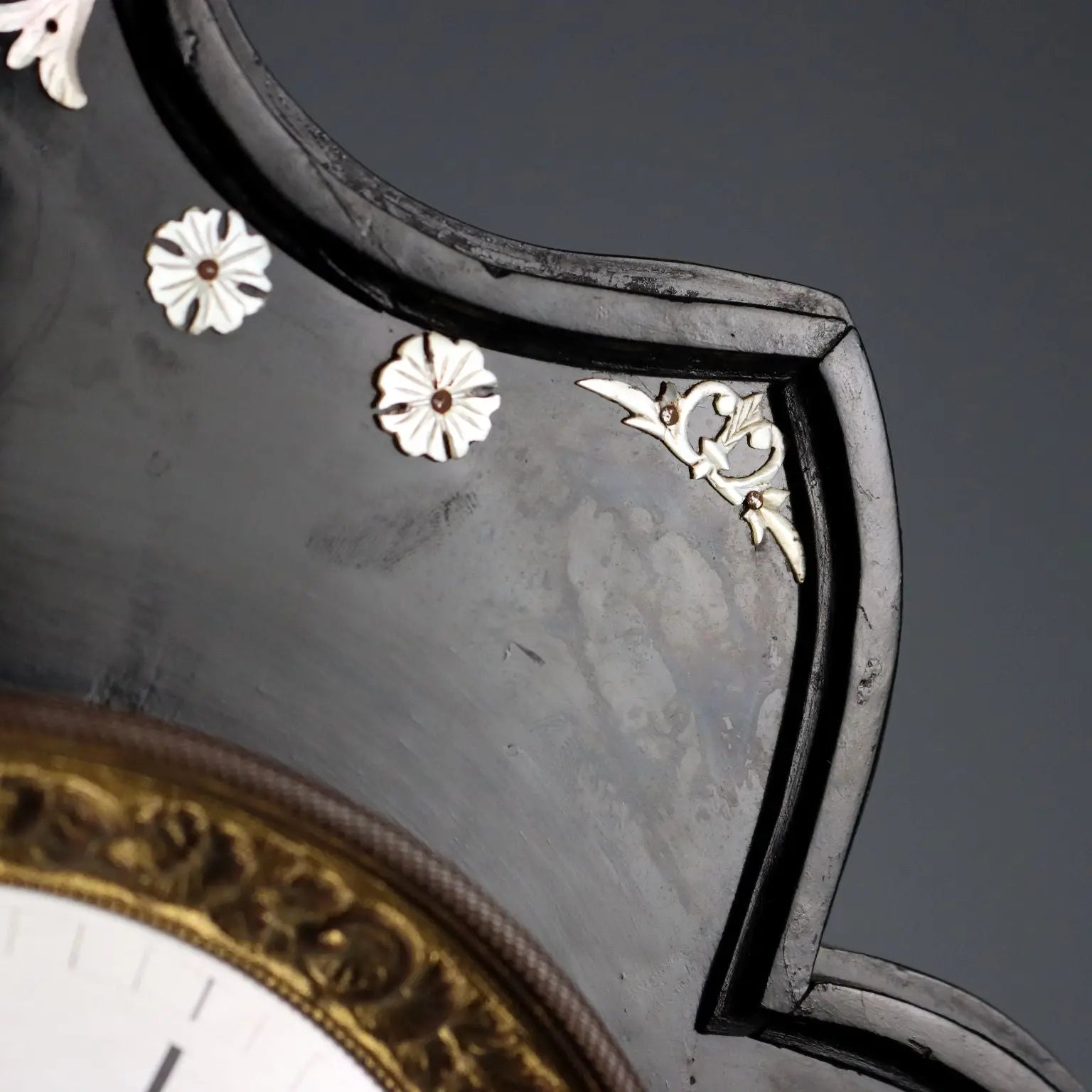 Antique Clock Ebonized Wood Alabaster Bronze XIX Century