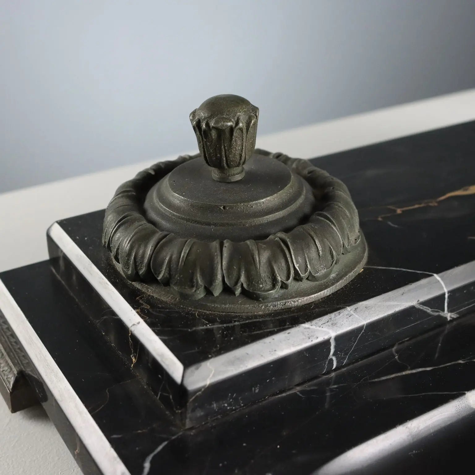 Antique Writing Desk Set Marble Metal Italy XIX-XX Century