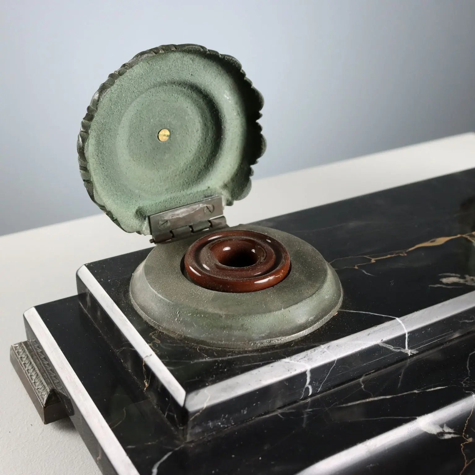Antique Writing Desk Set Marble Metal Italy XIX-XX Century