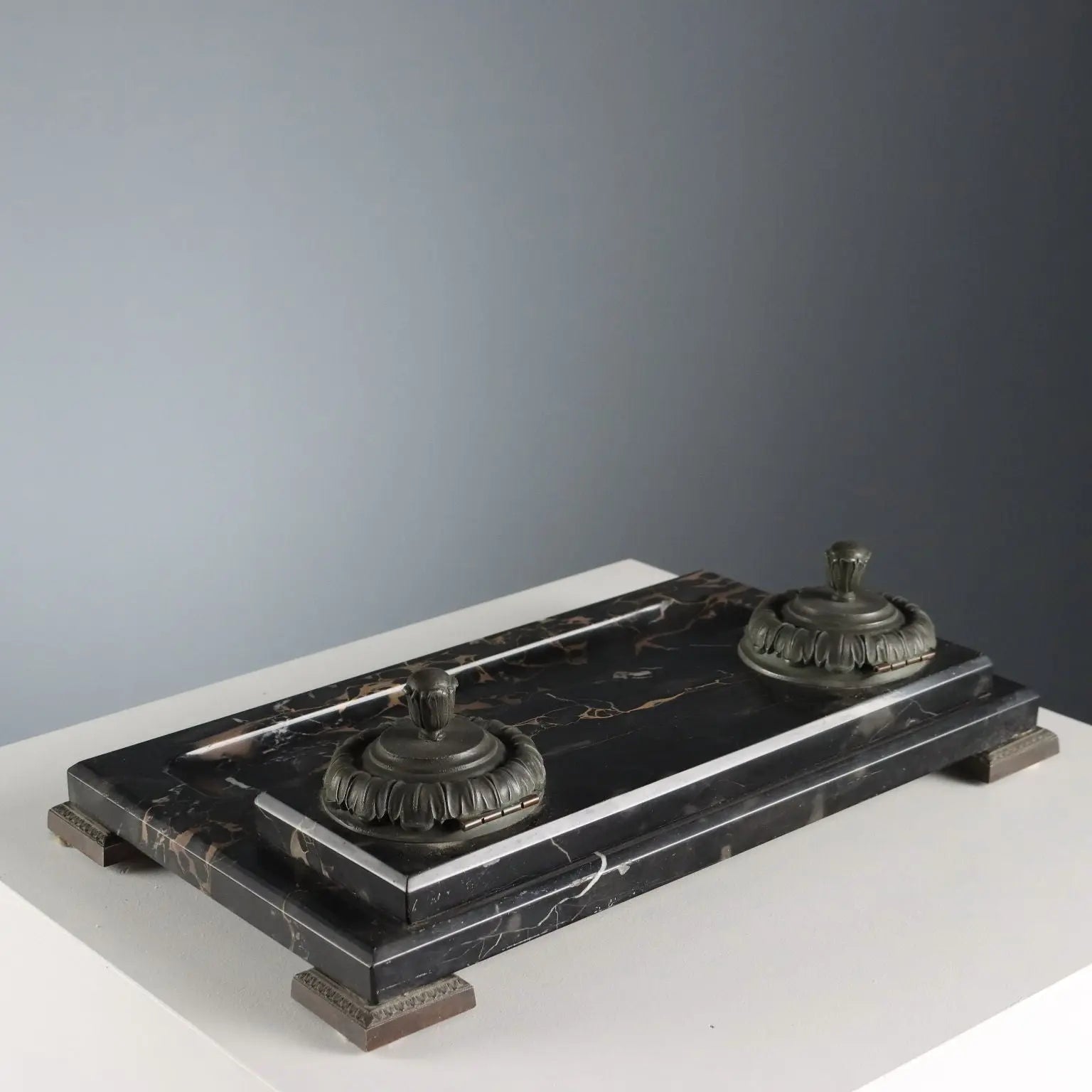Antique Writing Desk Set Marble Metal Italy XIX-XX Century
