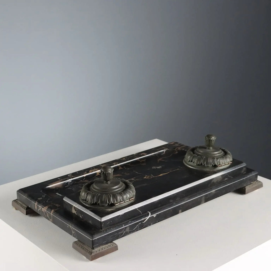 Antique Writing Desk Set Marble Metal Italy XIX-XX Century