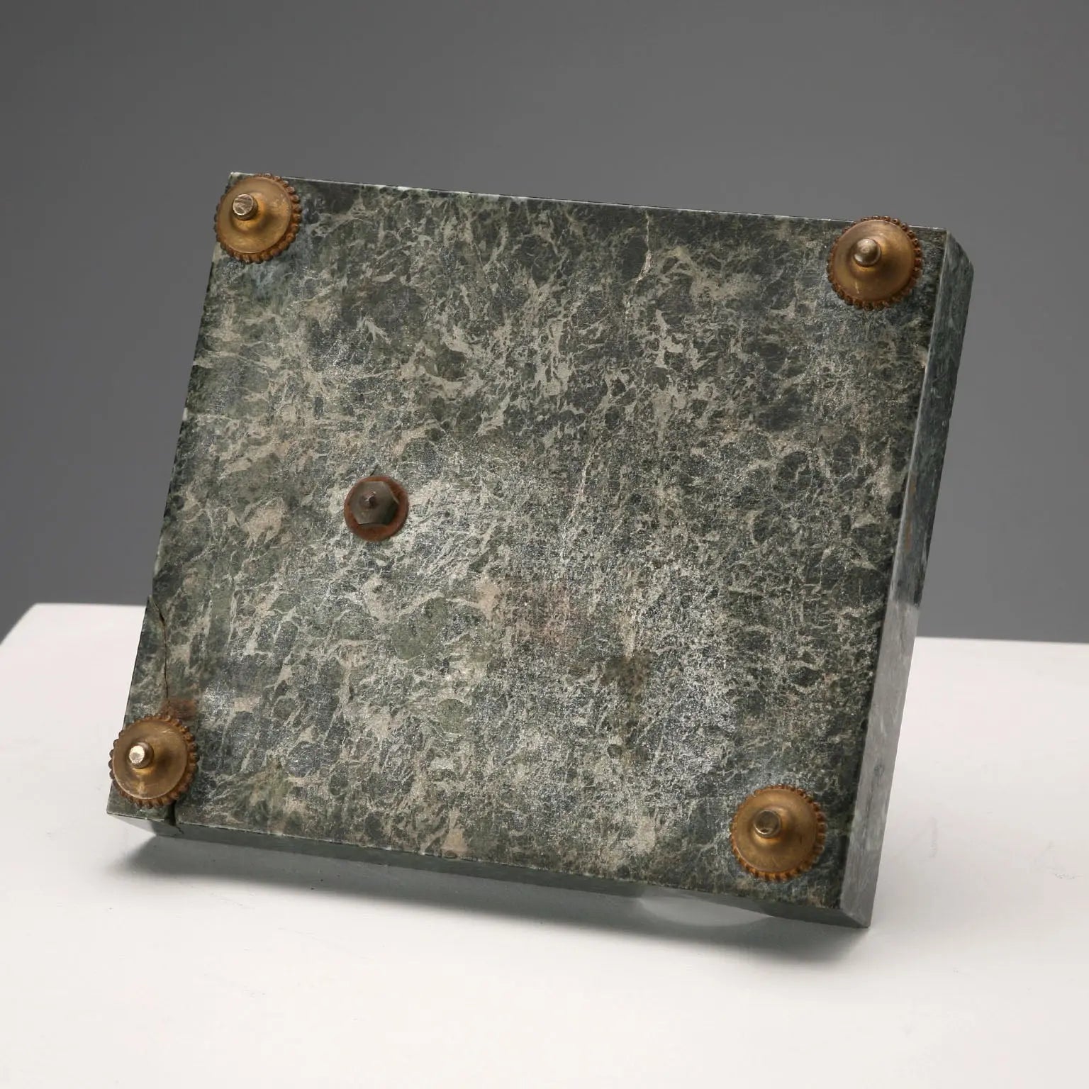 Antique Inkwell Green Marble Glass Italy XIX Century