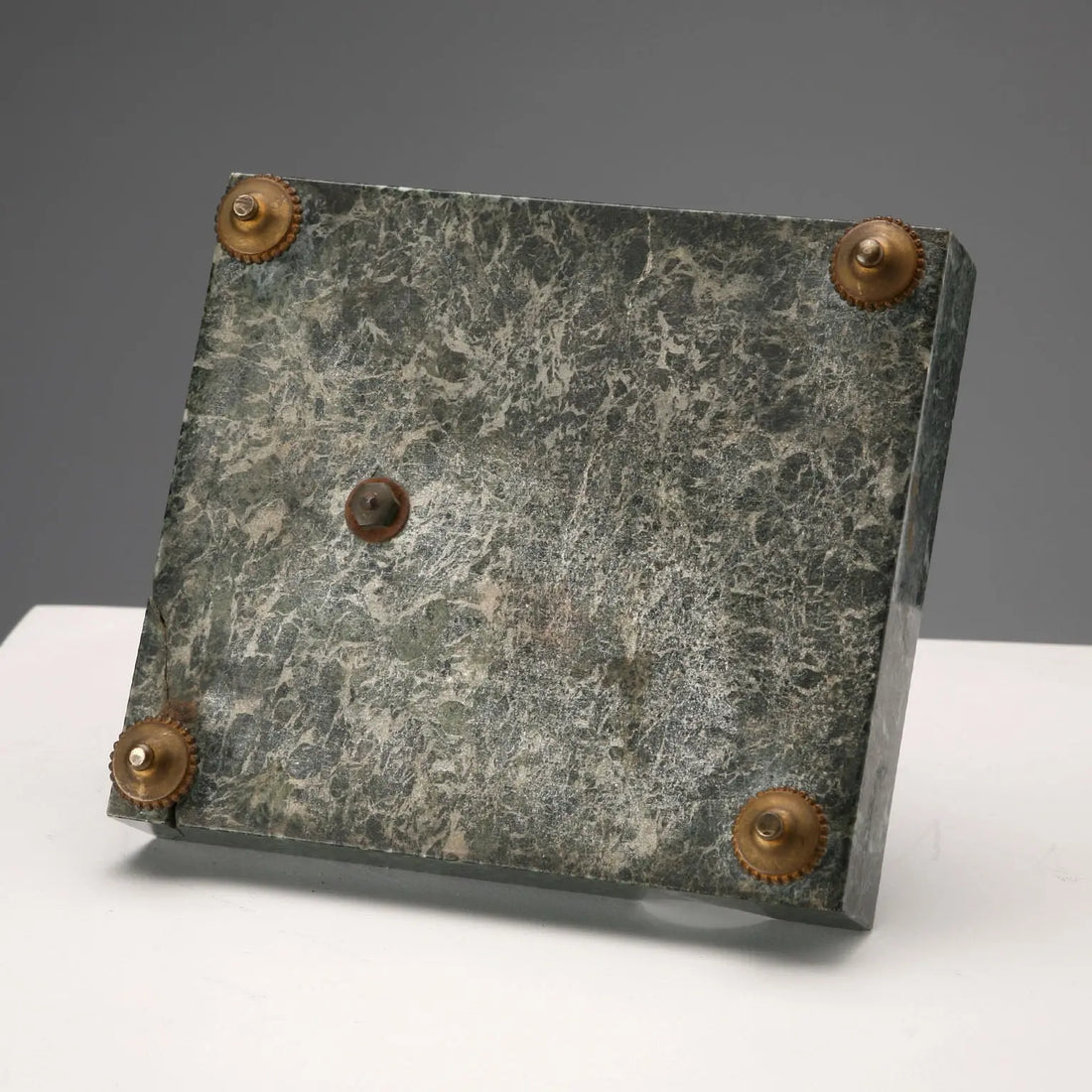 Antique Inkwell Green Marble Glass Italy XIX Century