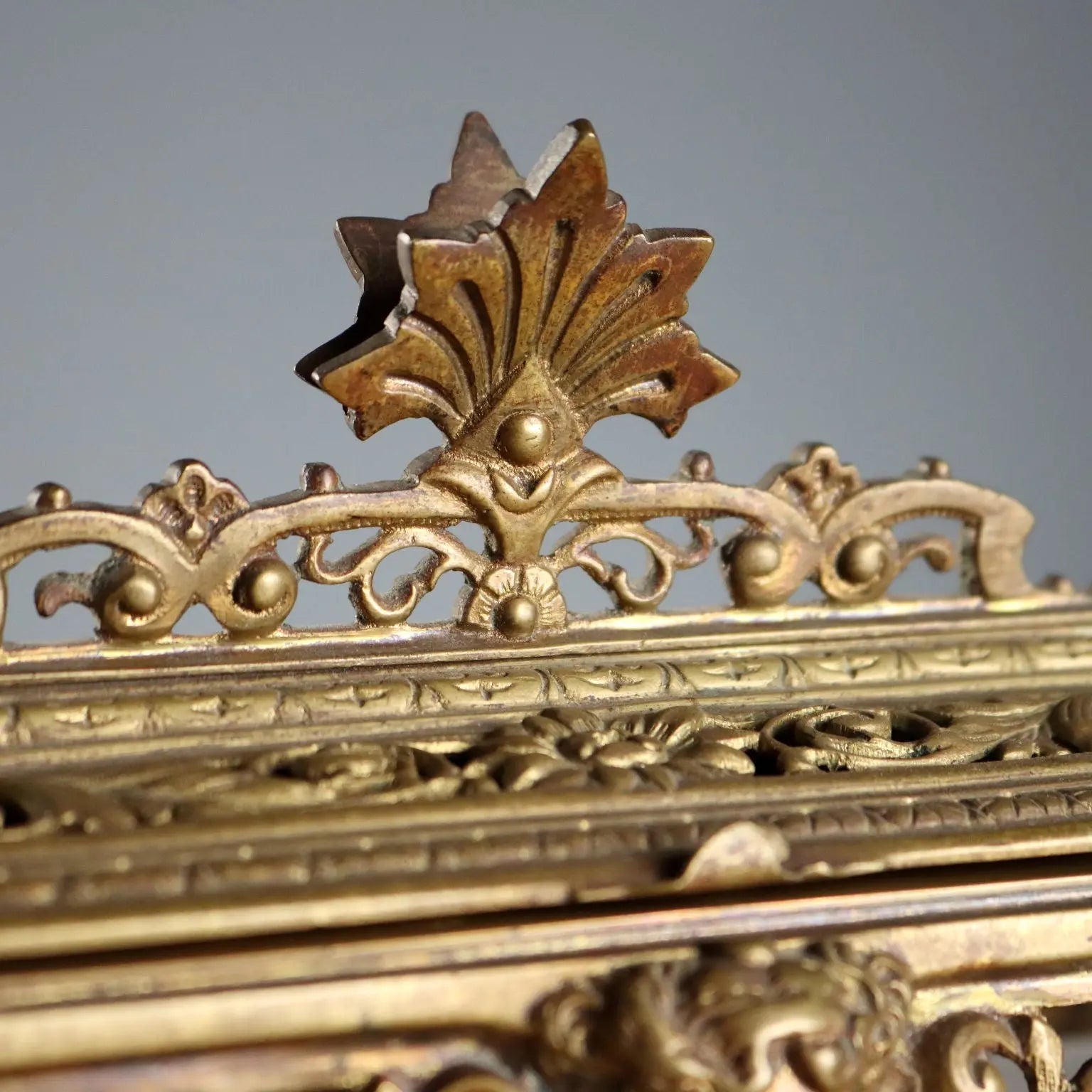 Antique Inkwell Carved Gilded Bronze Europe XIX-XX Century