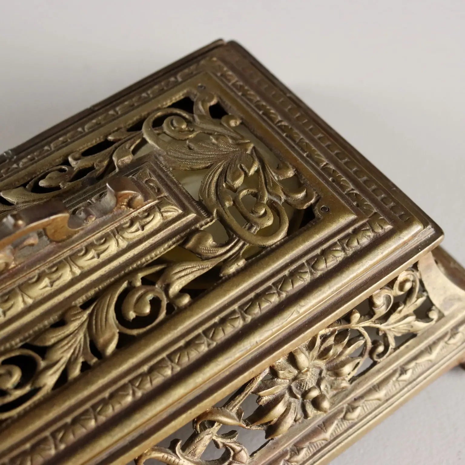 Antique Inkwell Carved Gilded Bronze Europe XIX-XX Century