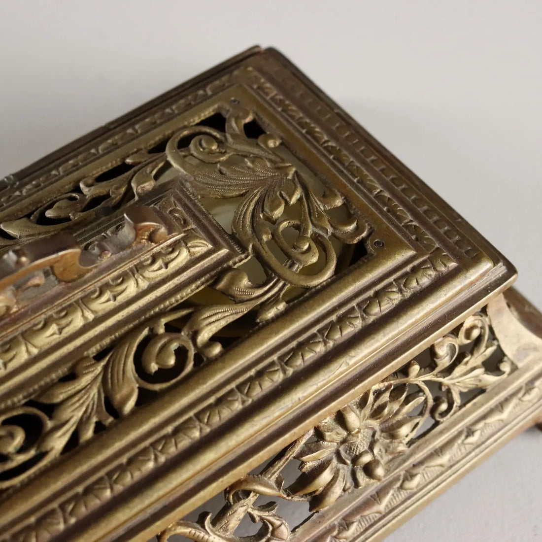 Antique Inkwell Carved Gilded Bronze Europe XIX-XX Century