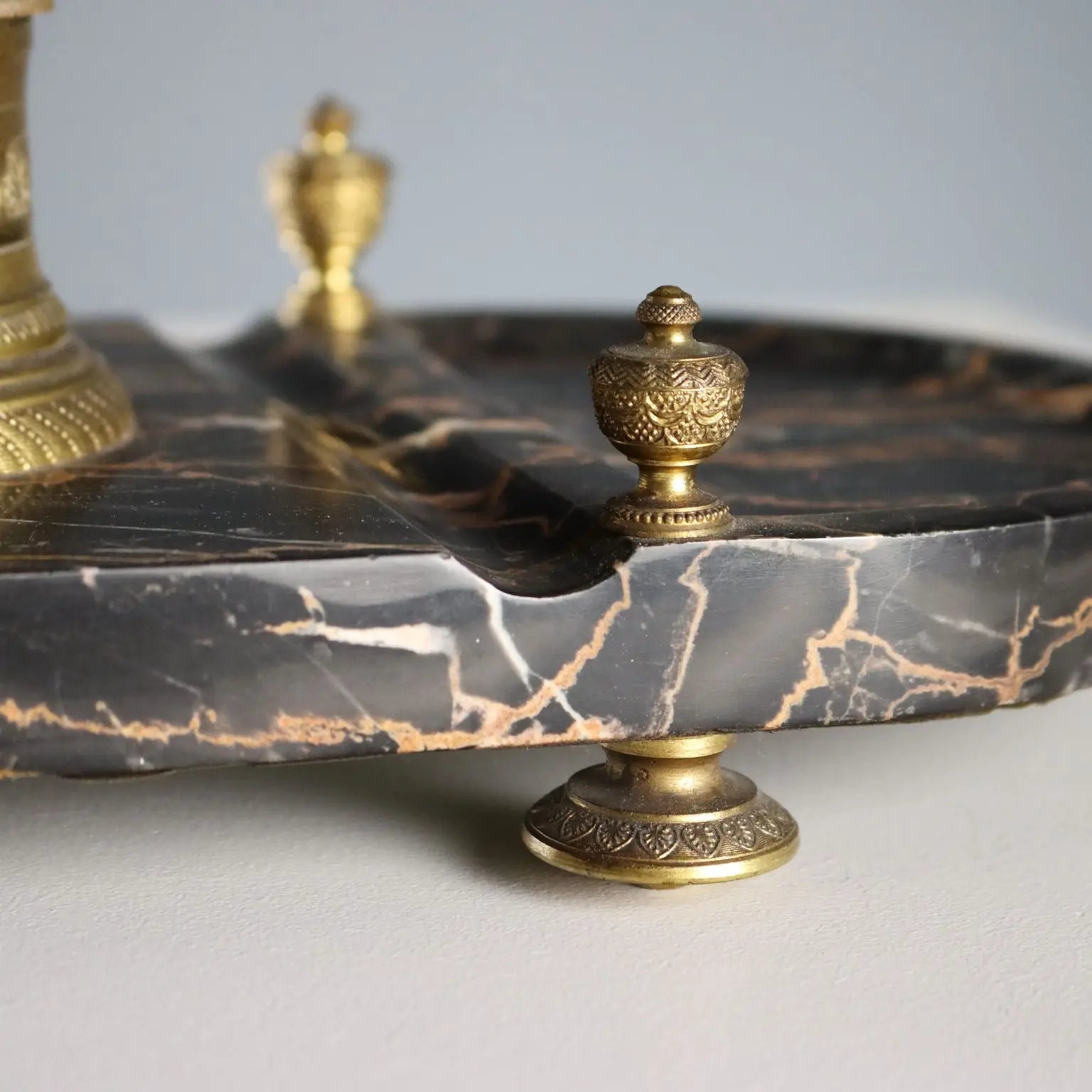 Antique Inkwell Marble Gilded Bronze Europe XIX-XX Century