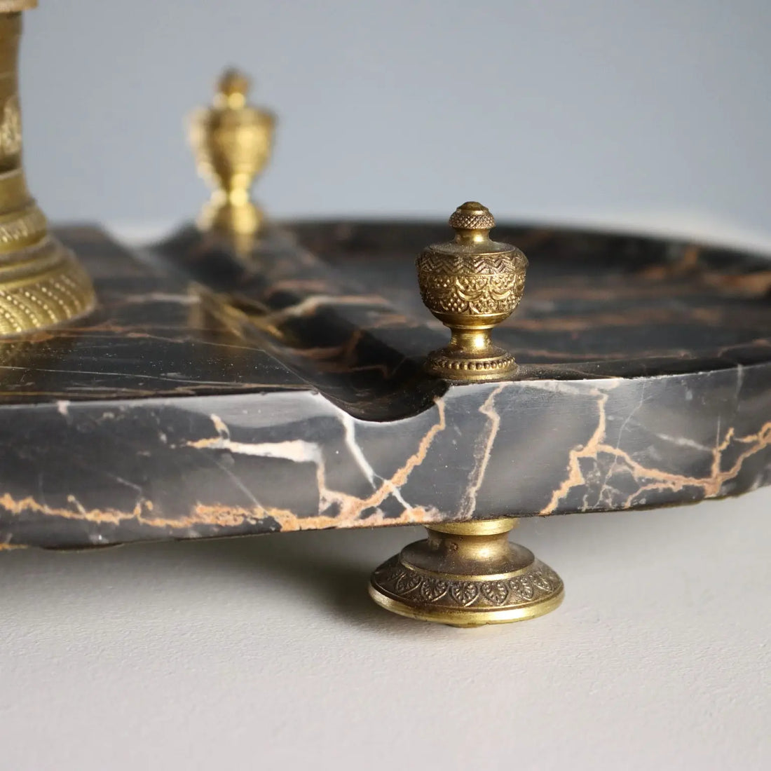 Antique Inkwell Marble Gilded Bronze Europe XIX-XX Century