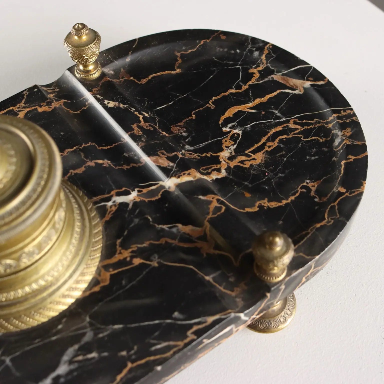 Antique Inkwell Marble Gilded Bronze Europe XIX-XX Century