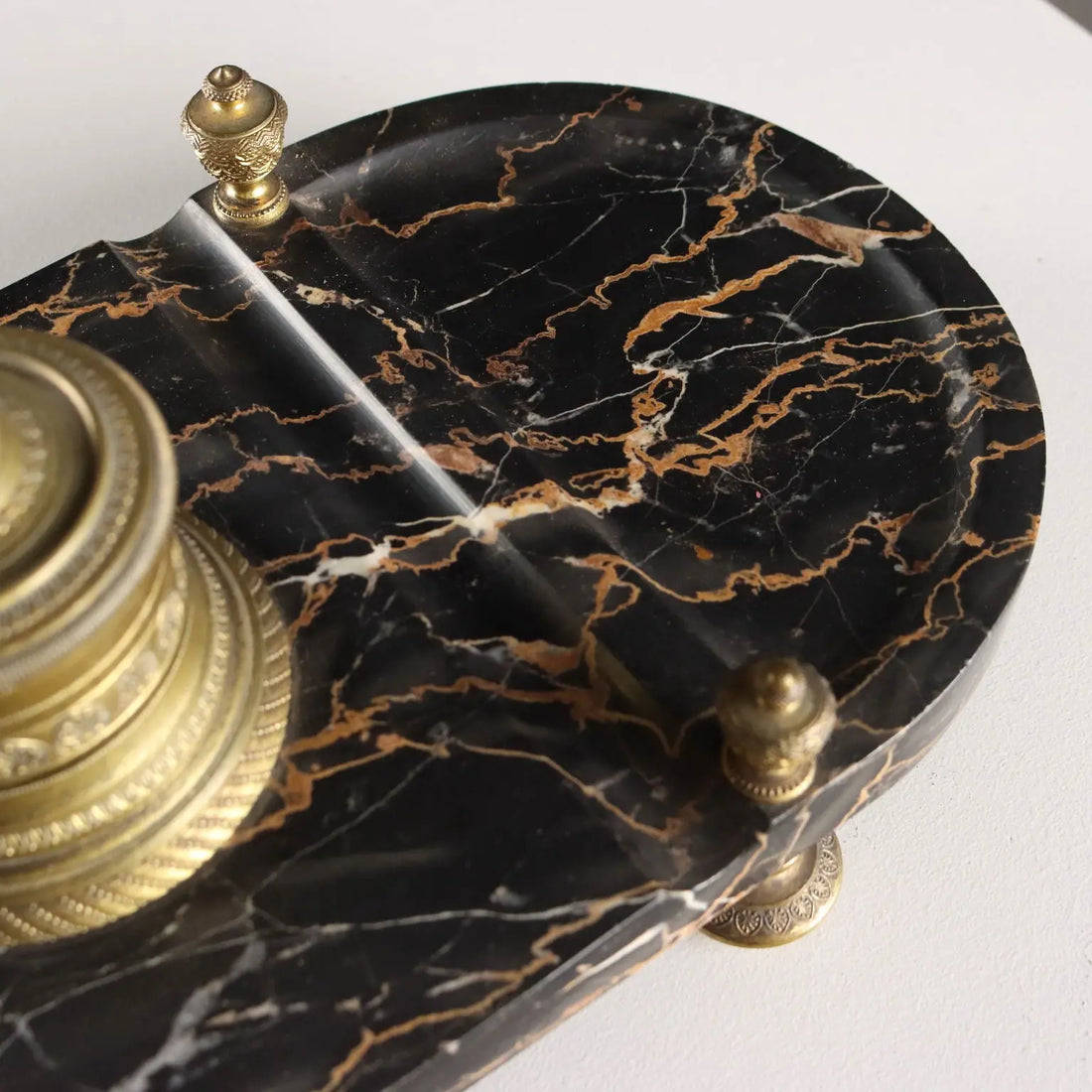 Antique Inkwell Marble Gilded Bronze Europe XIX-XX Century