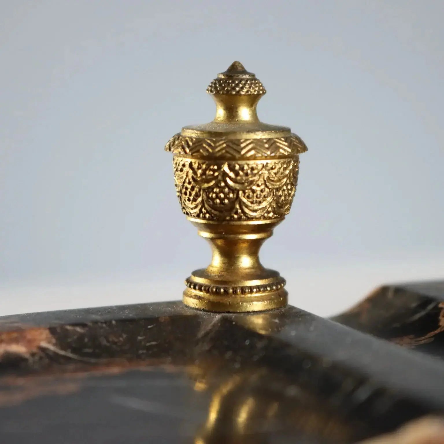 Antique Inkwell Marble Gilded Bronze Europe XIX-XX Century