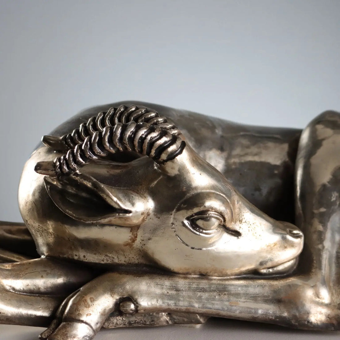 Antique Sculpture of Antelope Silver Plated F.lli Raddi XX Century