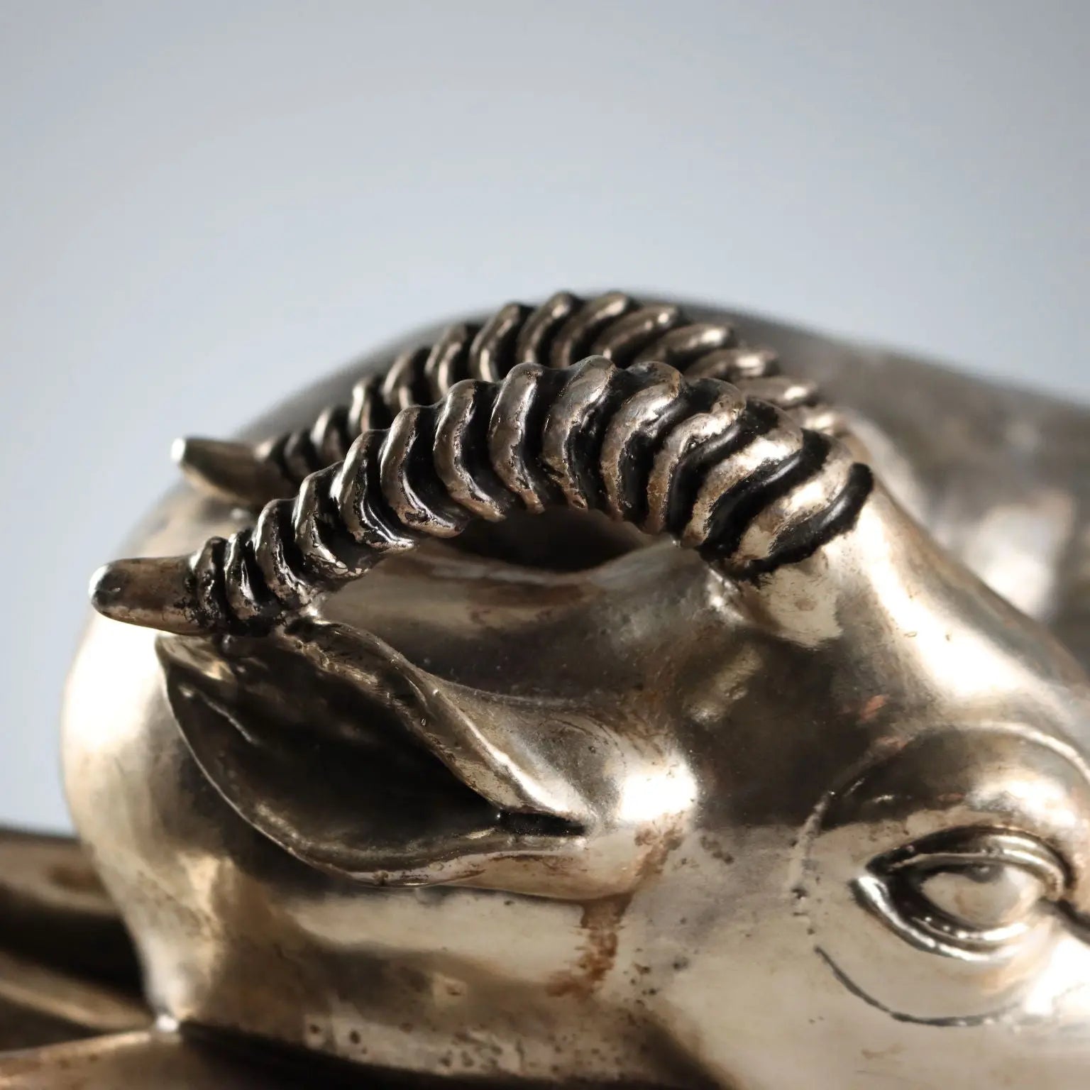 Antique Sculpture of Antelope Silver Plated F.lli Raddi XX Century