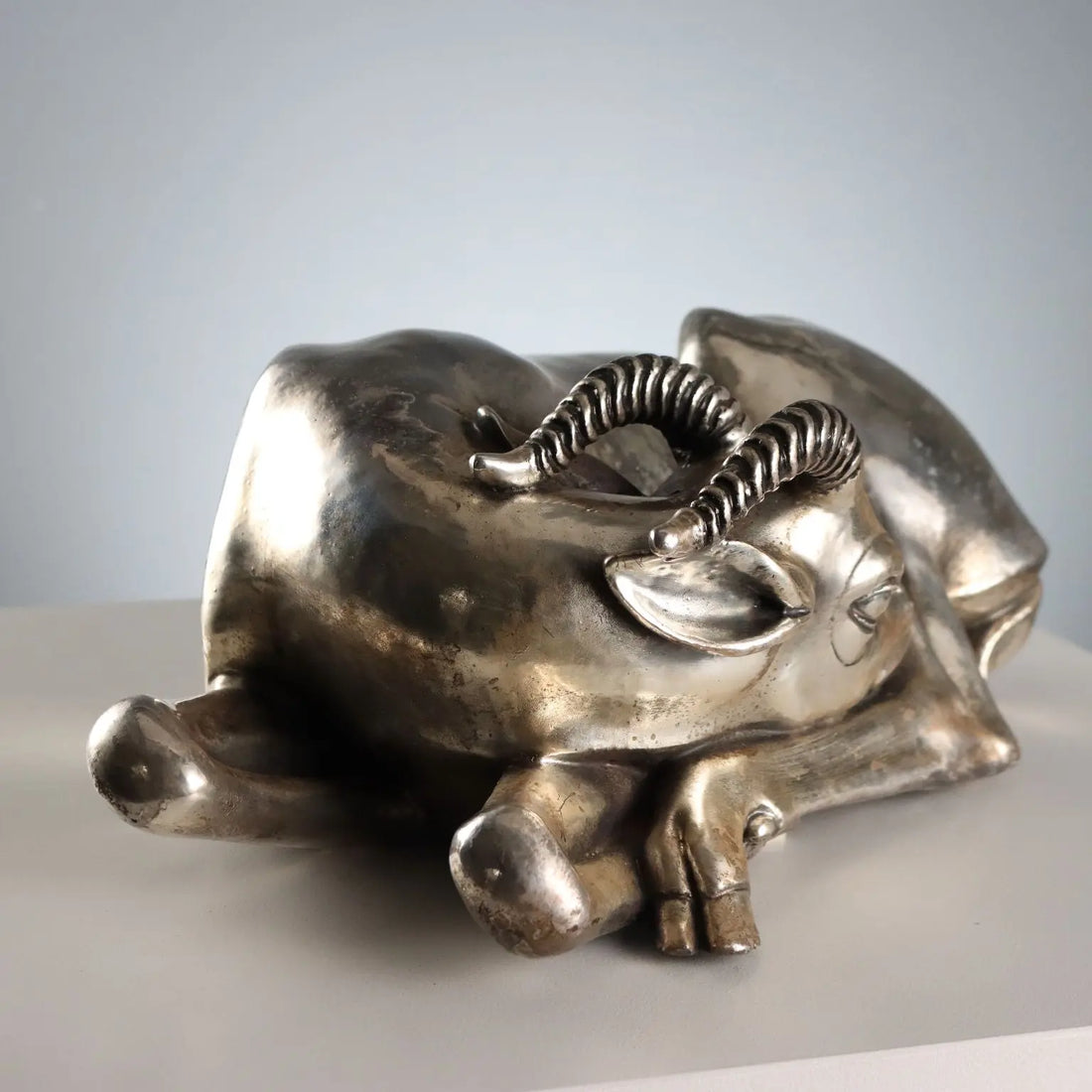 Antique Sculpture of Antelope Silver Plated F.lli Raddi XX Century