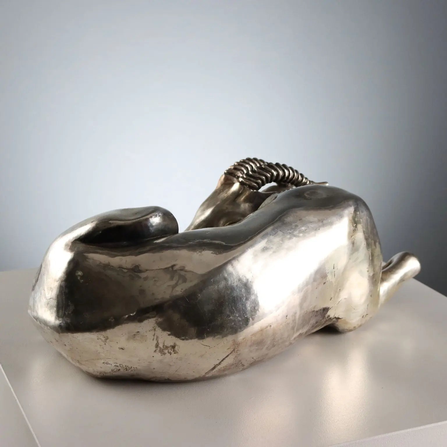 Antique Sculpture of Antelope Silver Plated F.lli Raddi XX Century