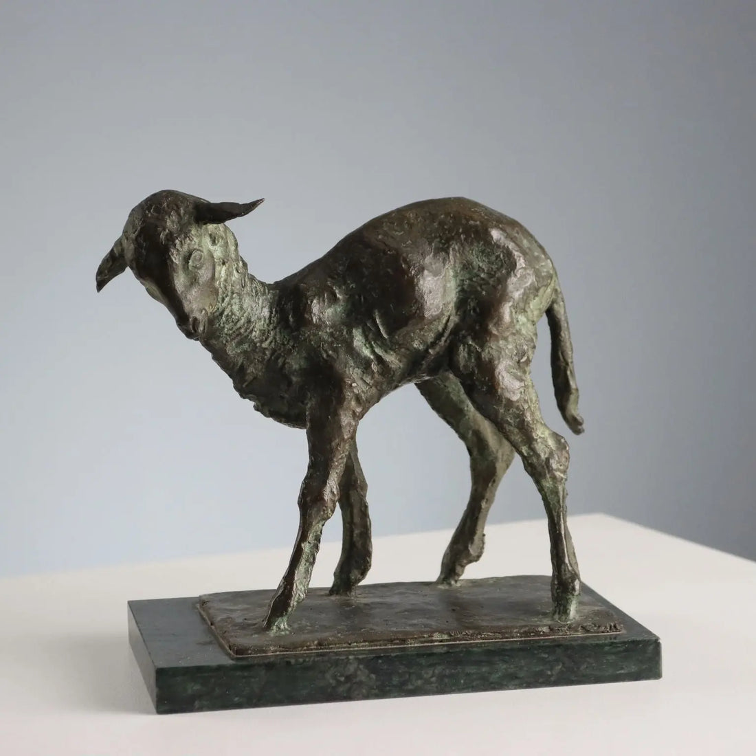 Antique Bronze Sculpture Signed Nando Conti Lamb XX Century