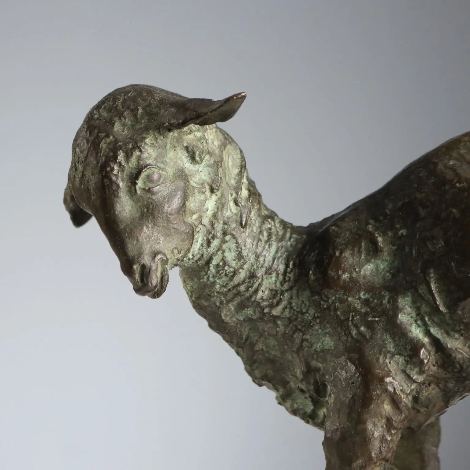 Antique Bronze Sculpture Signed Nando Conti Lamb XX Century