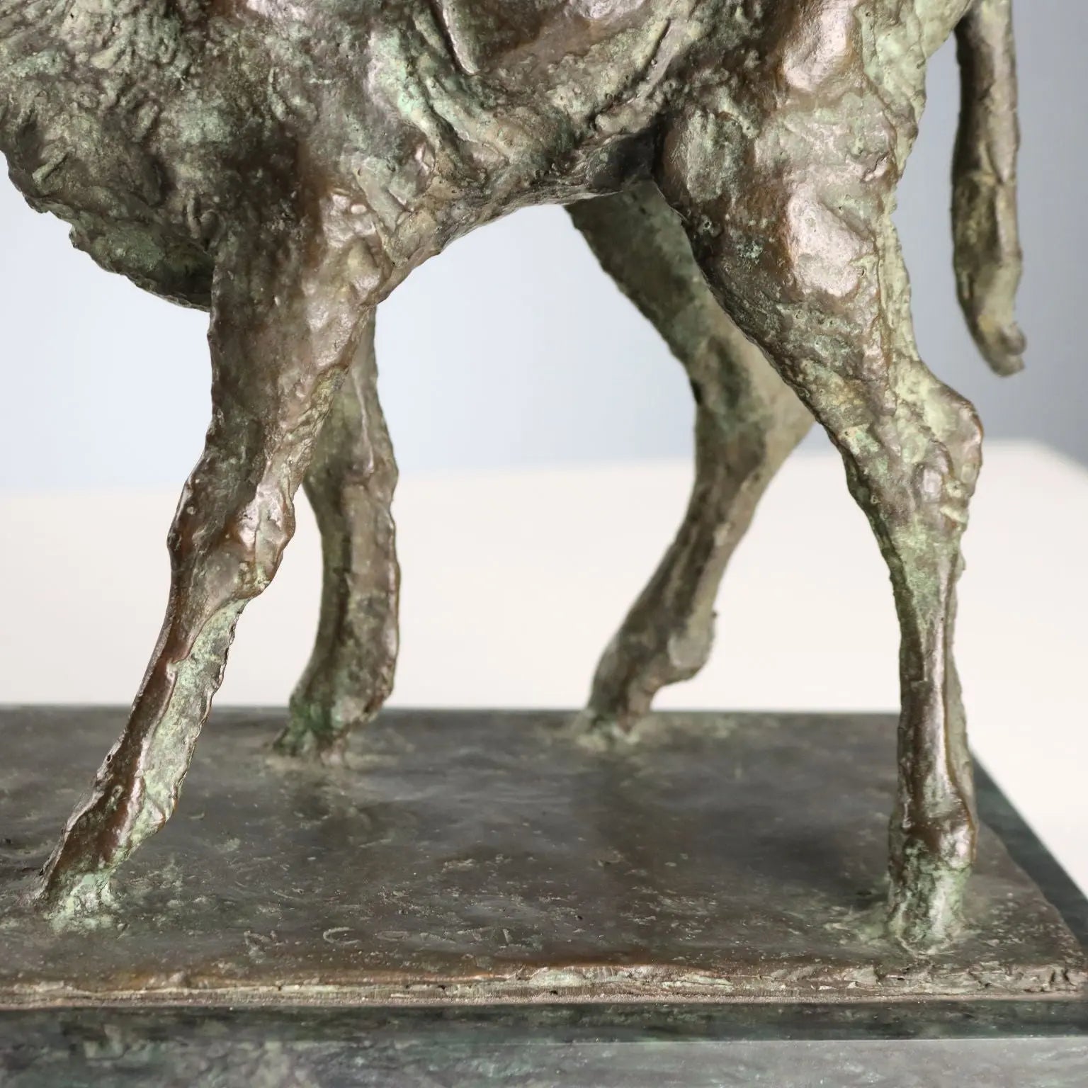 Antique Bronze Sculpture Signed Nando Conti Lamb XX Century