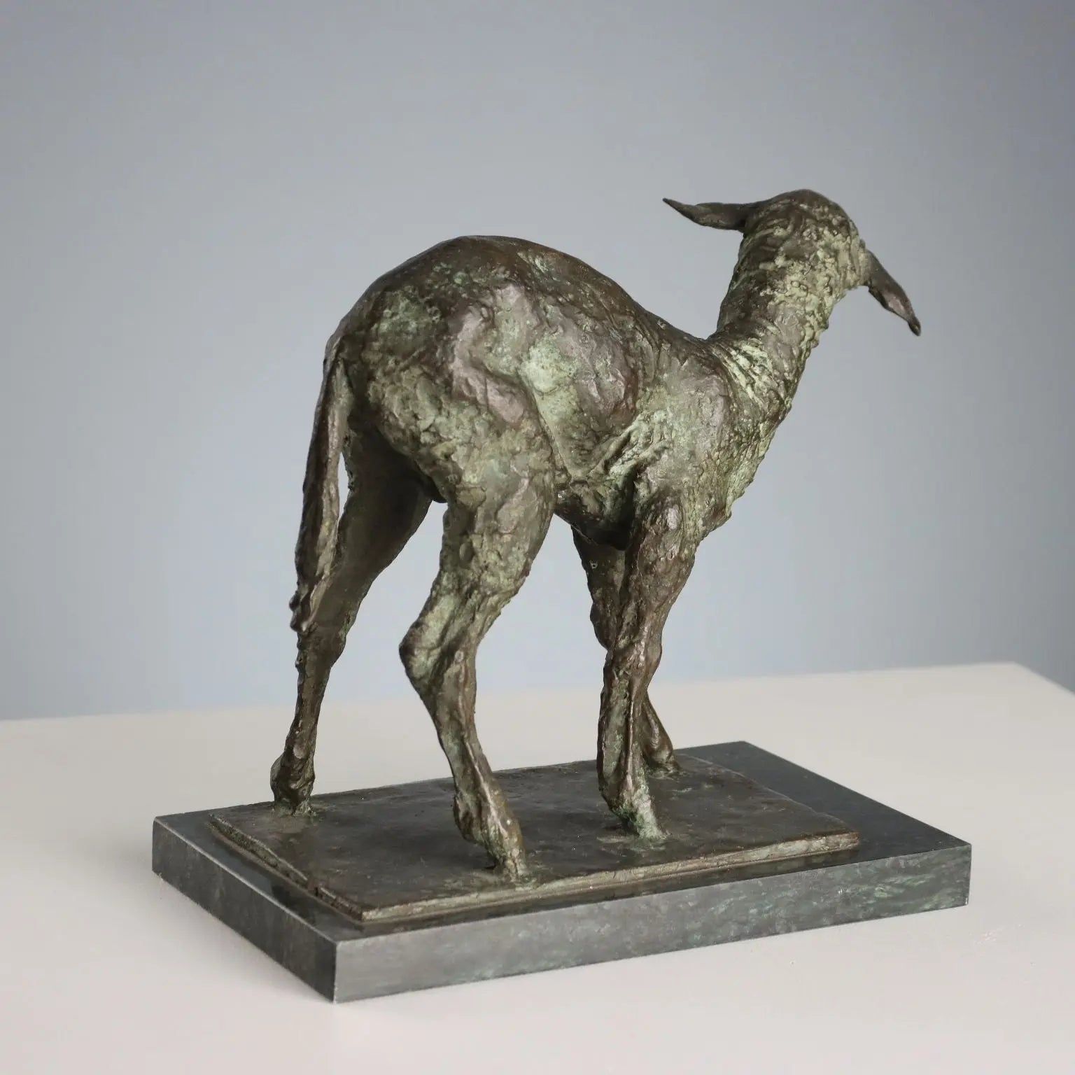 Antique Bronze Sculpture Signed Nando Conti Lamb XX Century