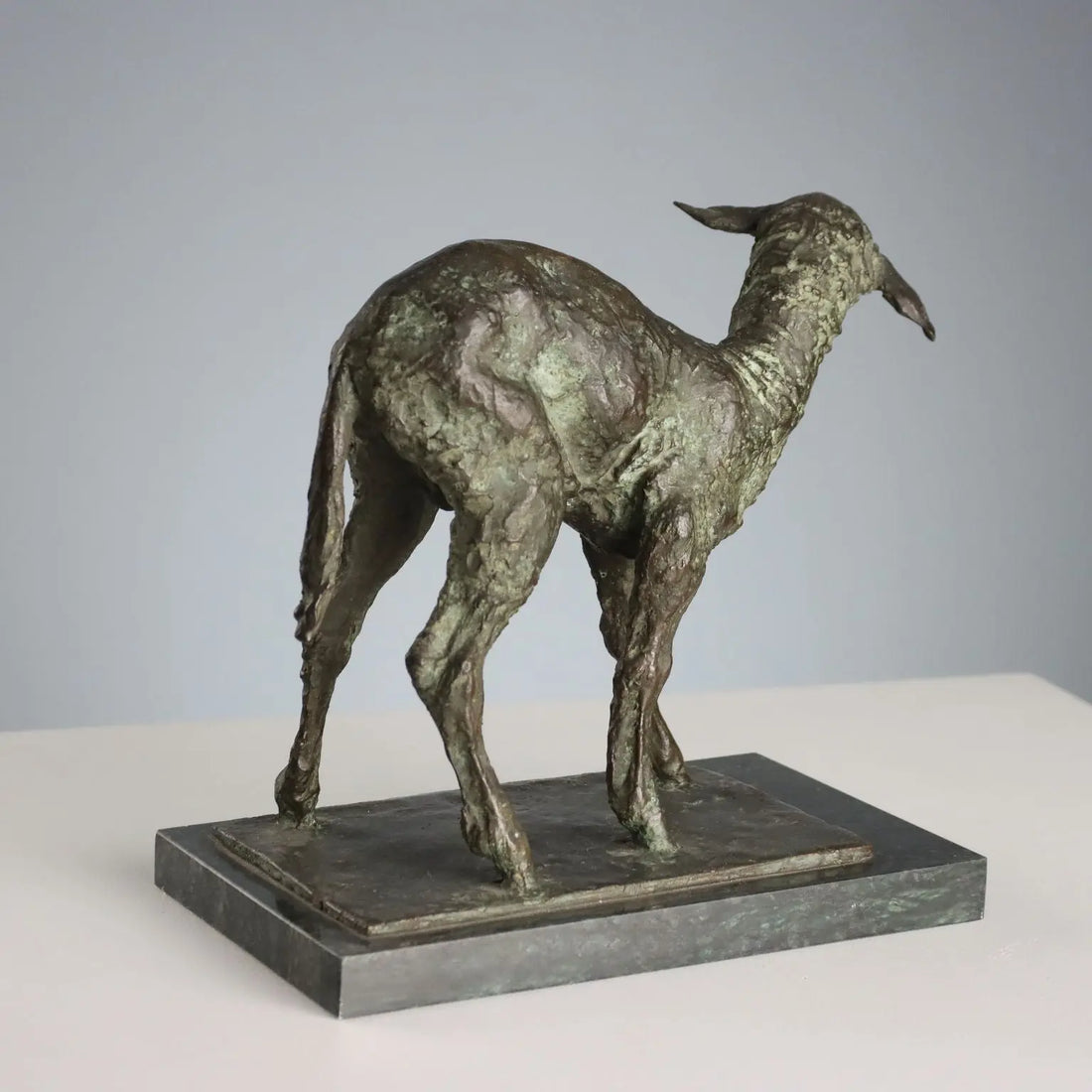 Antique Bronze Sculpture Signed Nando Conti Lamb XX Century