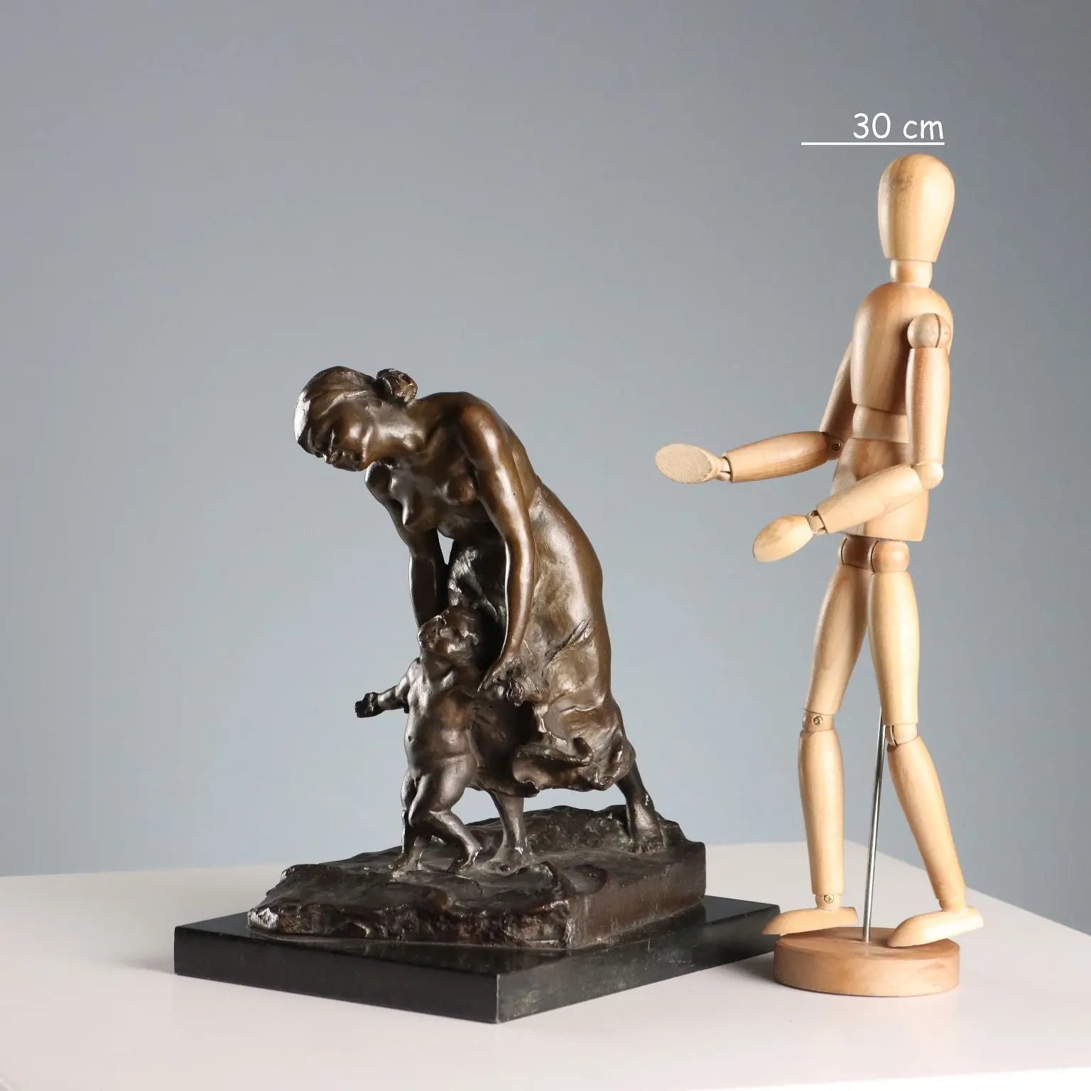 Antique Bronze Sculpture Mother with Child XX Century