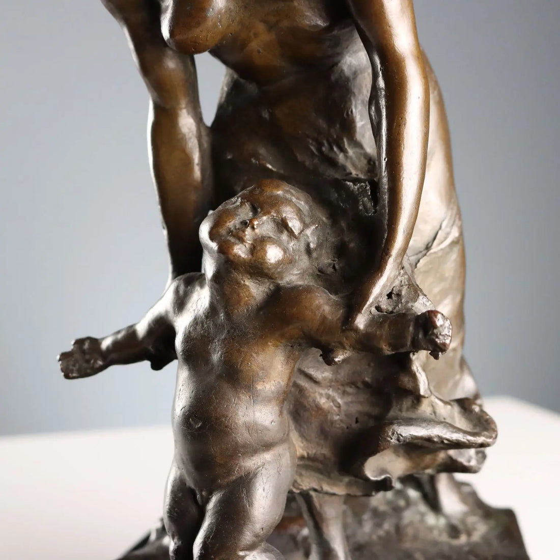 Antique Bronze Sculpture Mother with Child XX Century