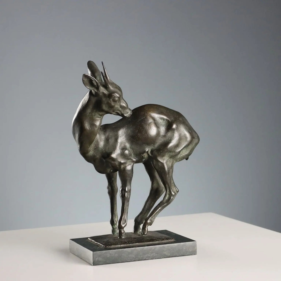 Modern Sculpture Bronze Deer Signed Nando Conti 1940s