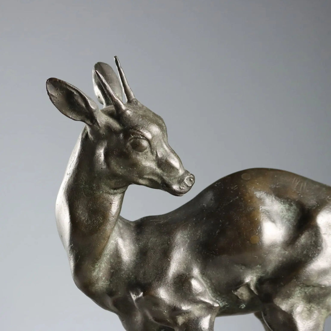 Modern Sculpture Bronze Deer Signed Nando Conti 1940s