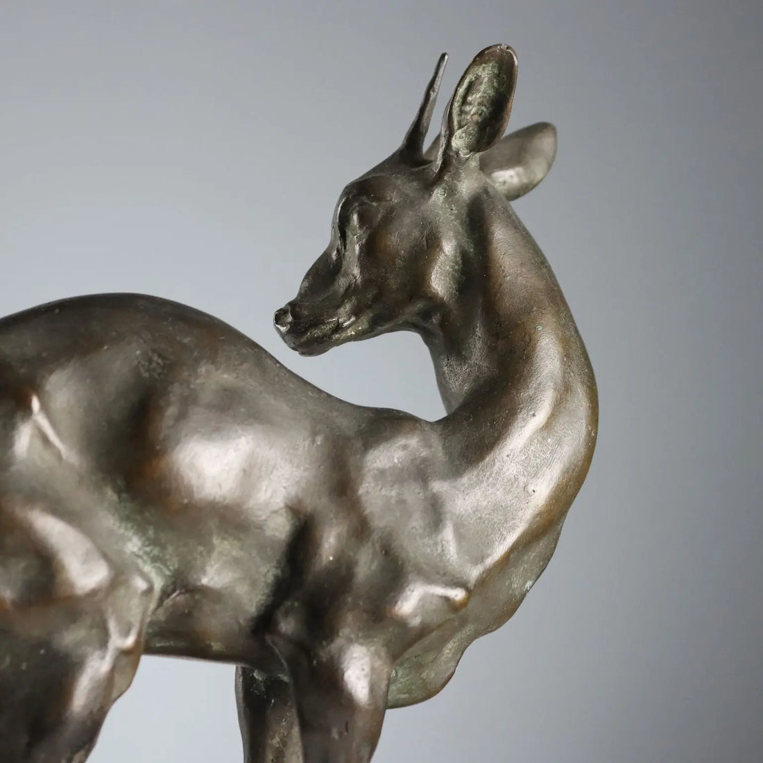 Modern Sculpture Bronze Deer Signed Nando Conti 1940s