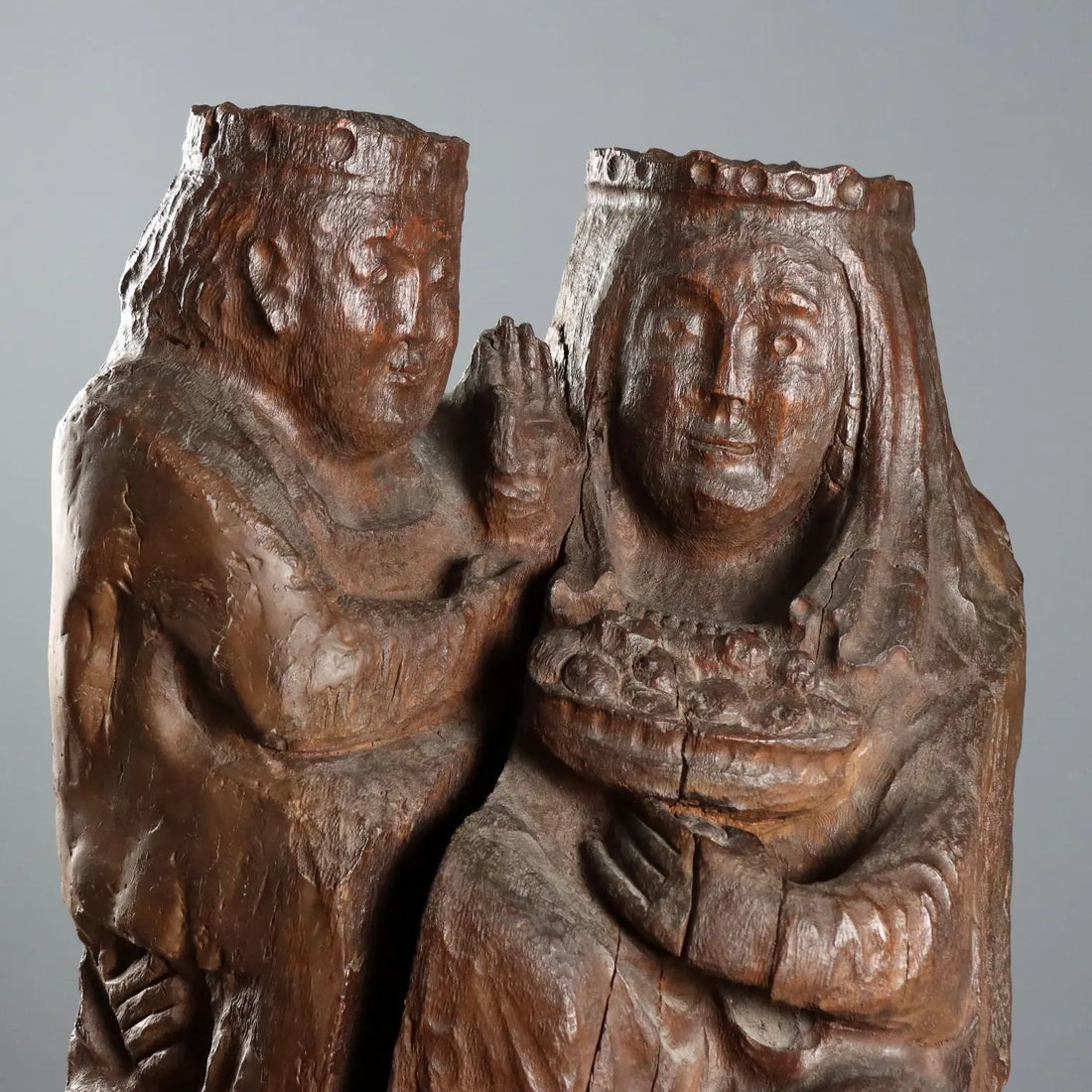 Antique Neo-Gothic Sculpture Virgin with Child XIX Century
