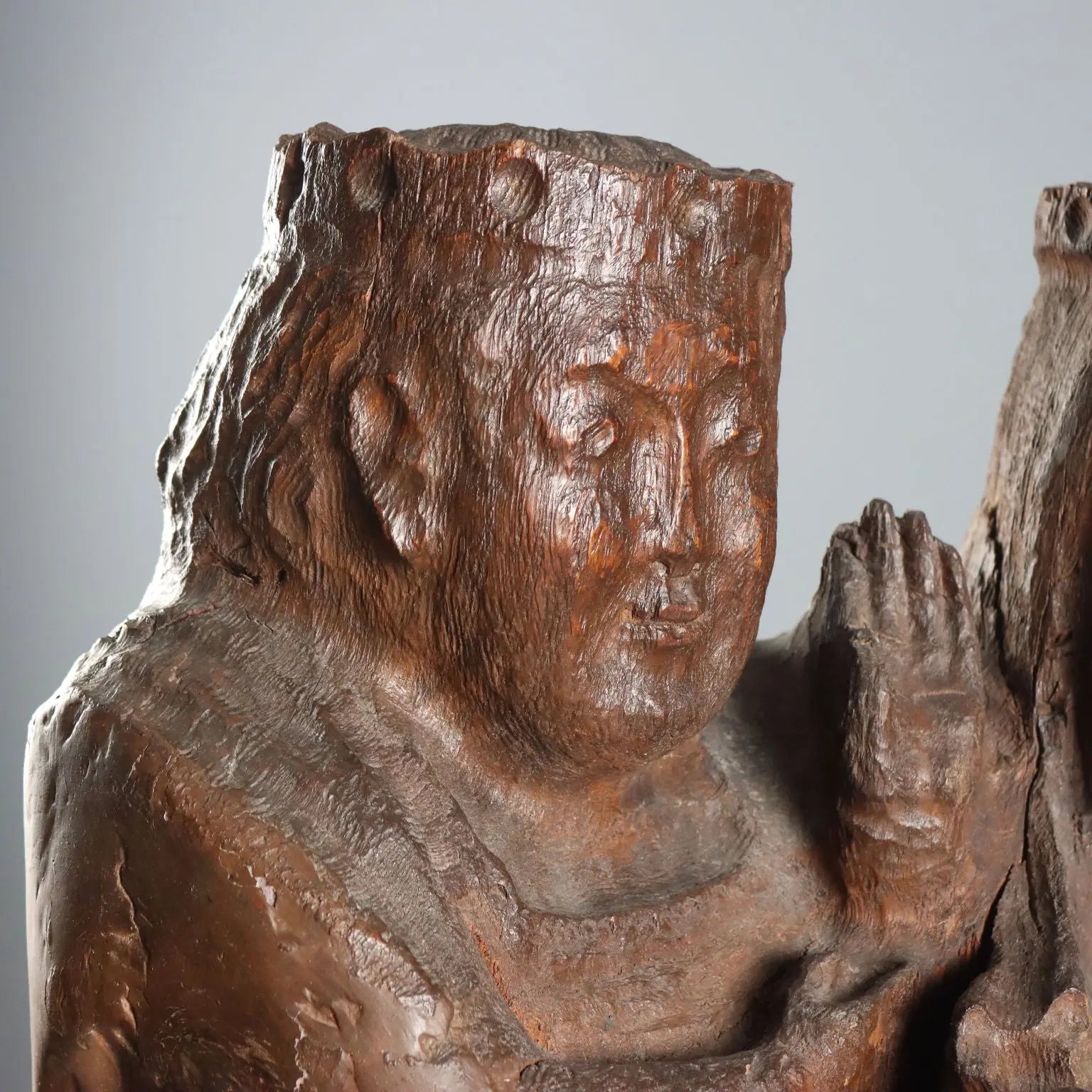 Antique Neo-Gothic Sculpture Virgin with Child XIX Century