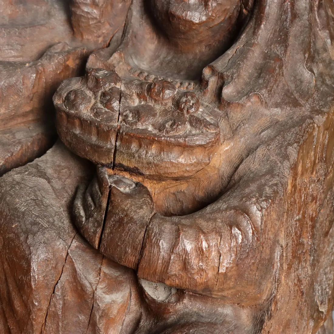 Antique Neo-Gothic Sculpture Virgin with Child XIX Century
