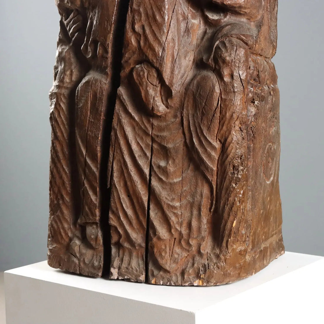 Antique Neo-Gothic Sculpture Virgin with Child XIX Century