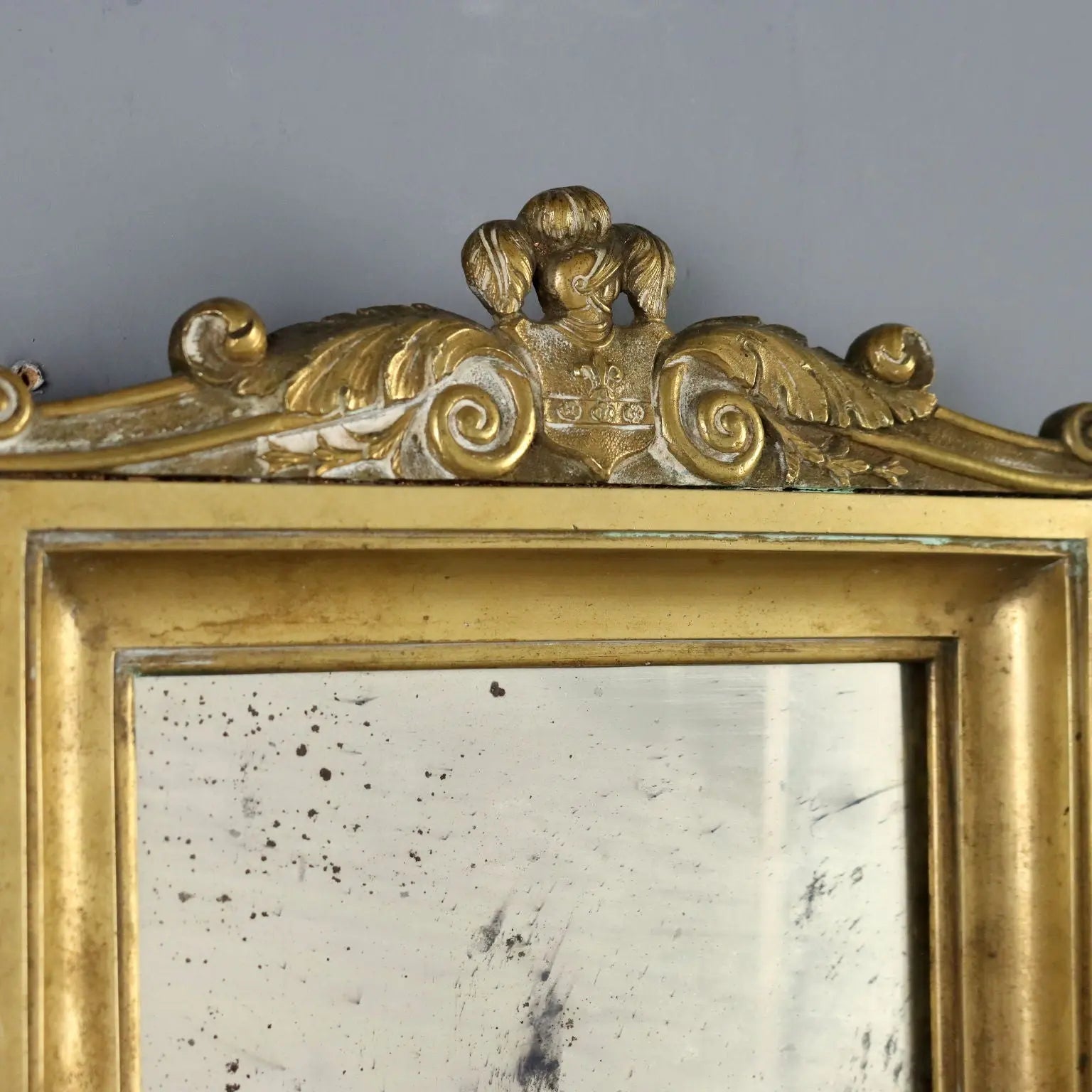 Antique Mirror Bronze Leaves Decorations XIX-XX Century