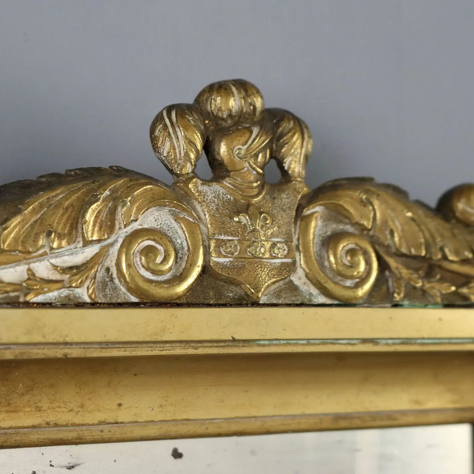 Antique Mirror Bronze Leaves Decorations XIX-XX Century