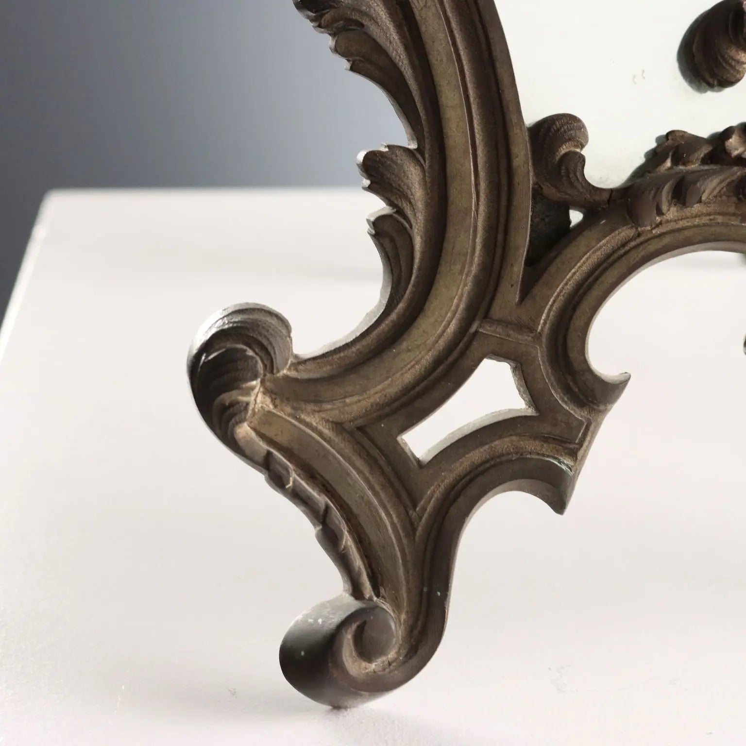 Antique Table Mirror Rococo Style Bronze XIX-XX Century