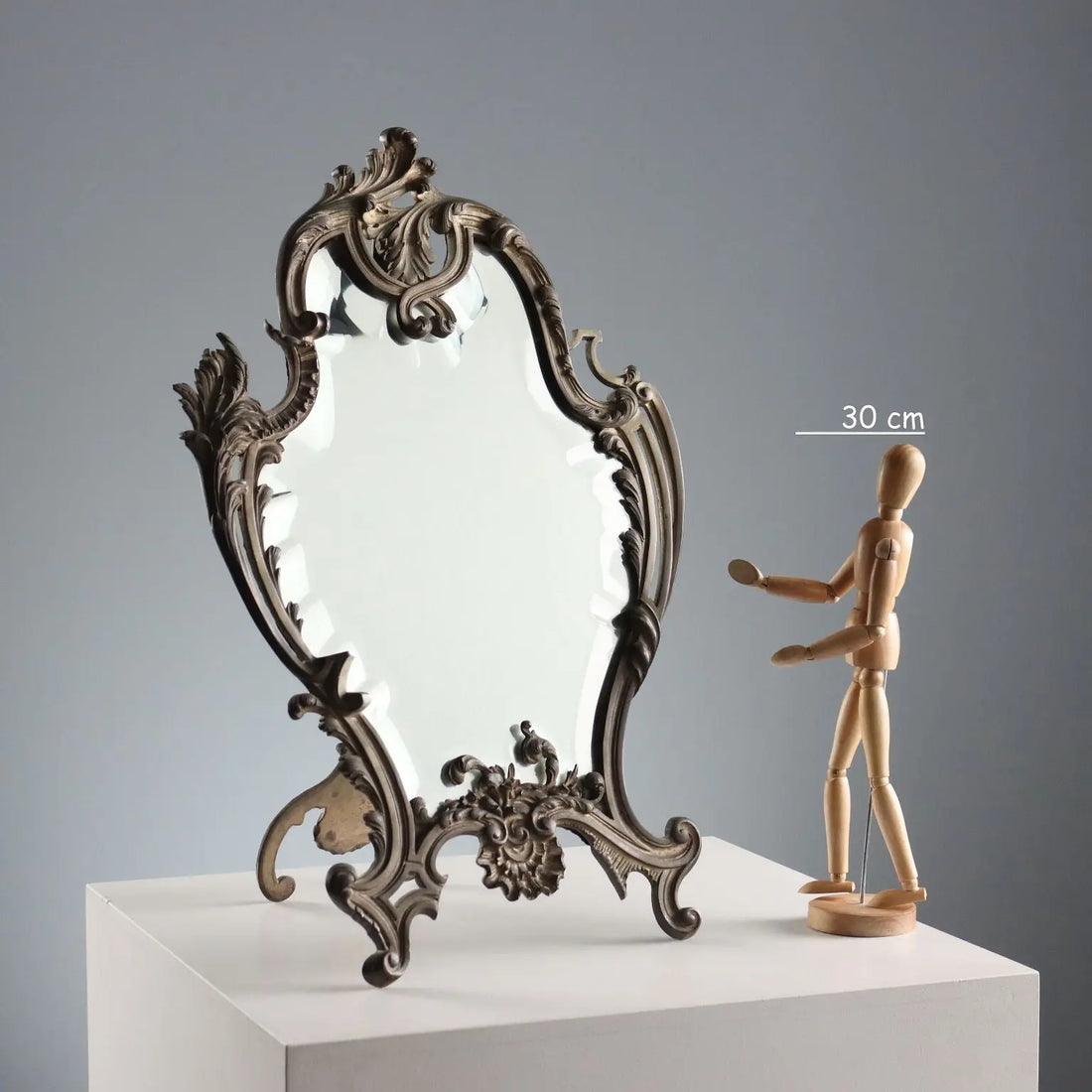 Antique Table Mirror Rococo Style Bronze XIX-XX Century
