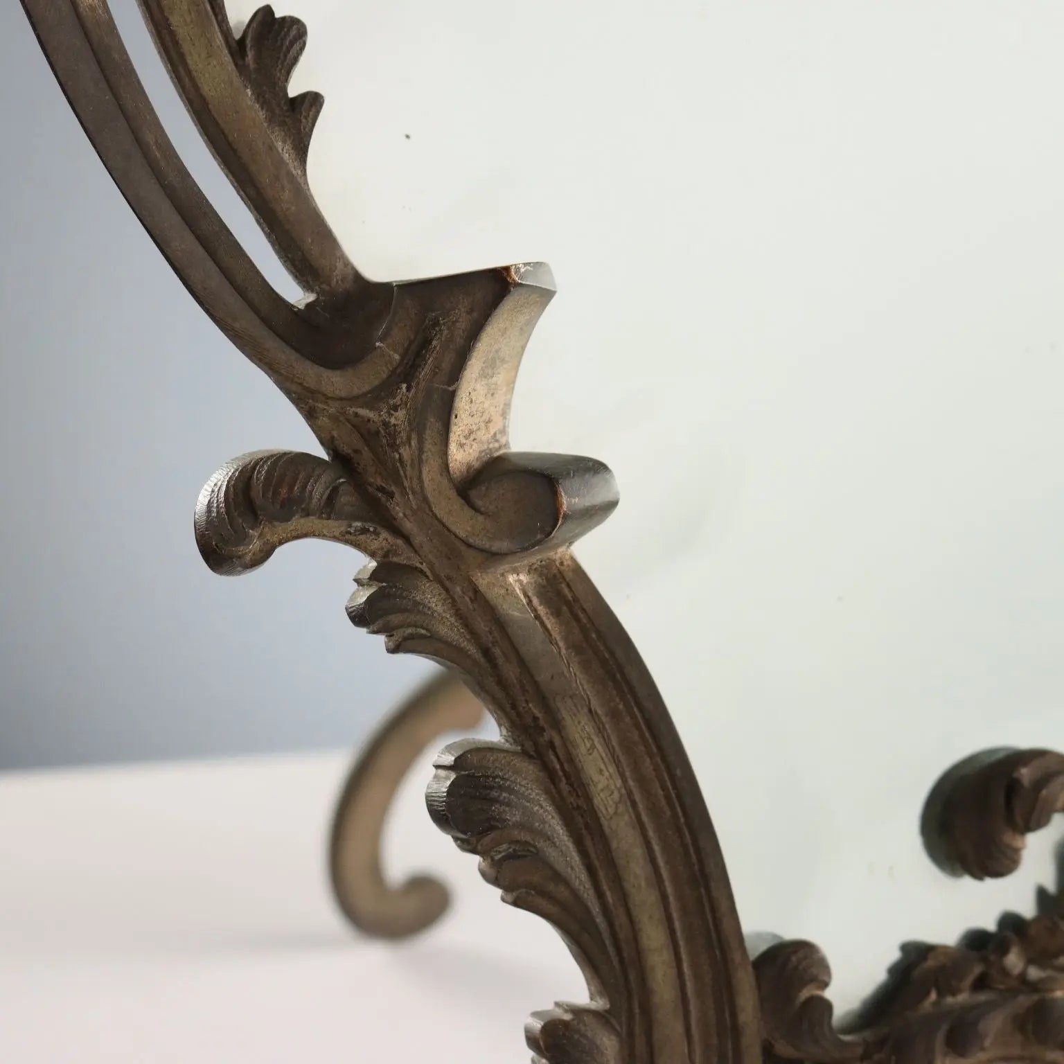 Antique Table Mirror Rococo Style Bronze XIX-XX Century