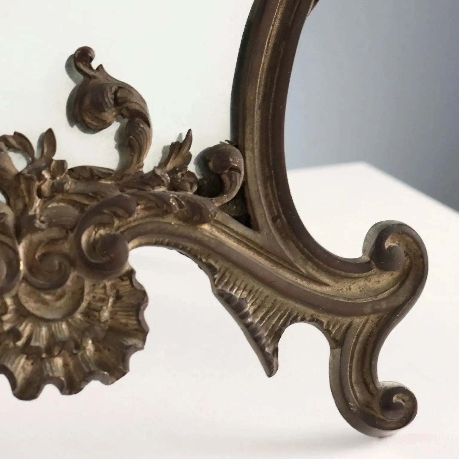 Antique Table Mirror Rococo Style Bronze XIX-XX Century