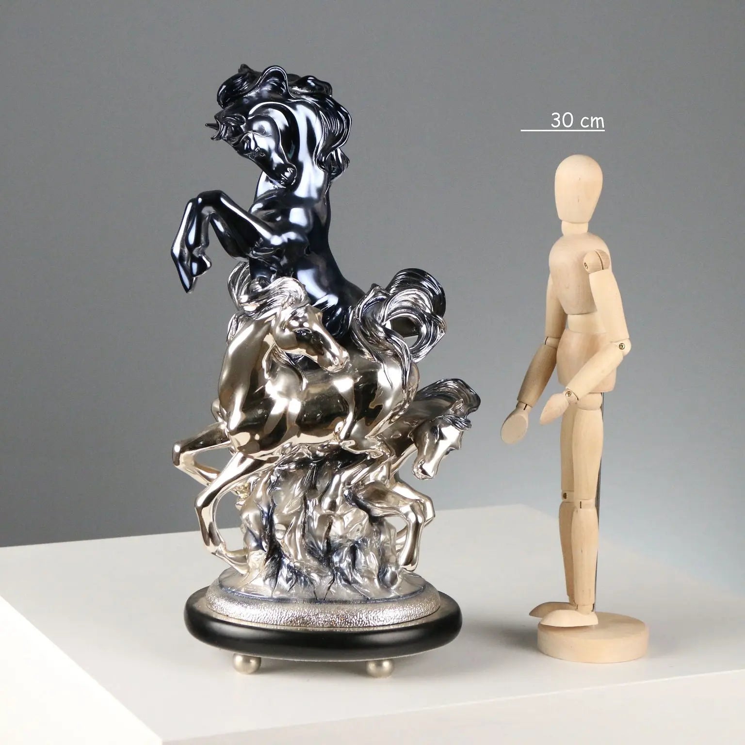 Composition of Horses Silver Foil Ottaviani Manufacture Italy 1990s
