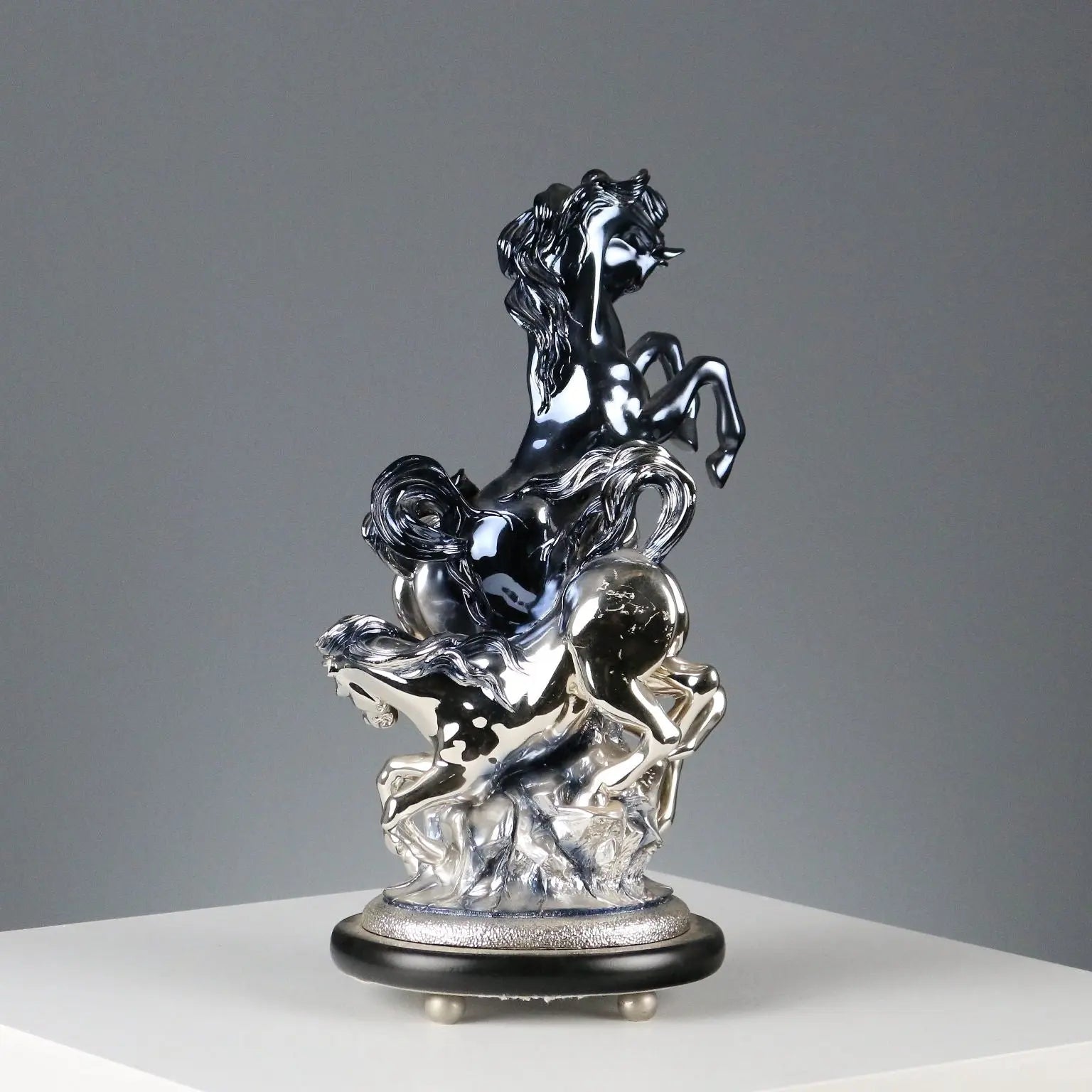 Composition of Horses Silver Foil Ottaviani Manufacture Italy 1990s