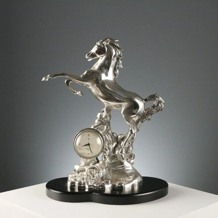 Vintage Sculptural Clock Silver Sheeth Ottaviani Italy 1990s