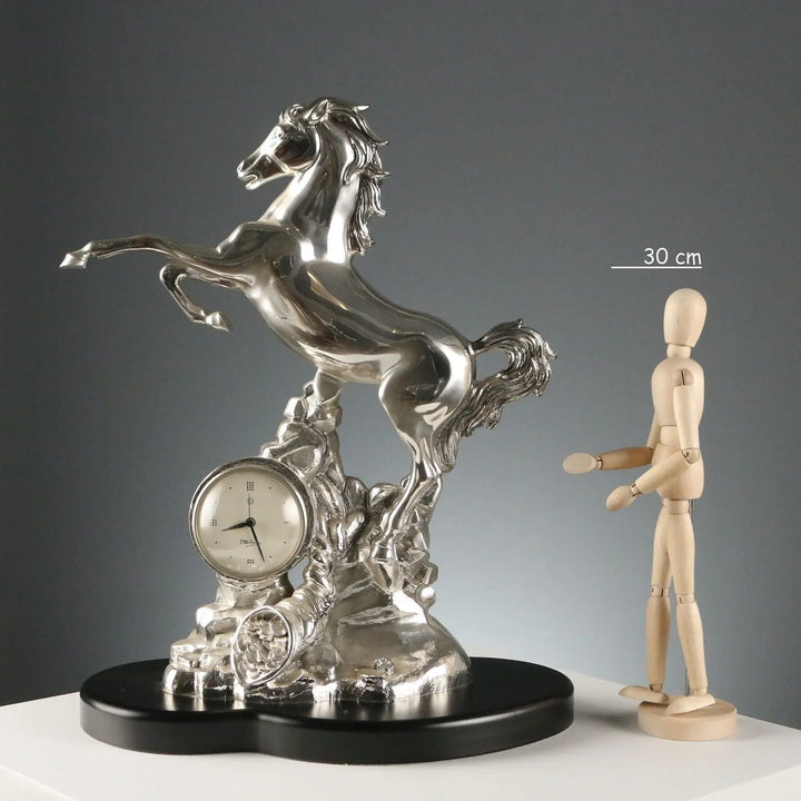 Vintage Sculptural Clock Silver Sheeth Ottaviani Italy 1990s