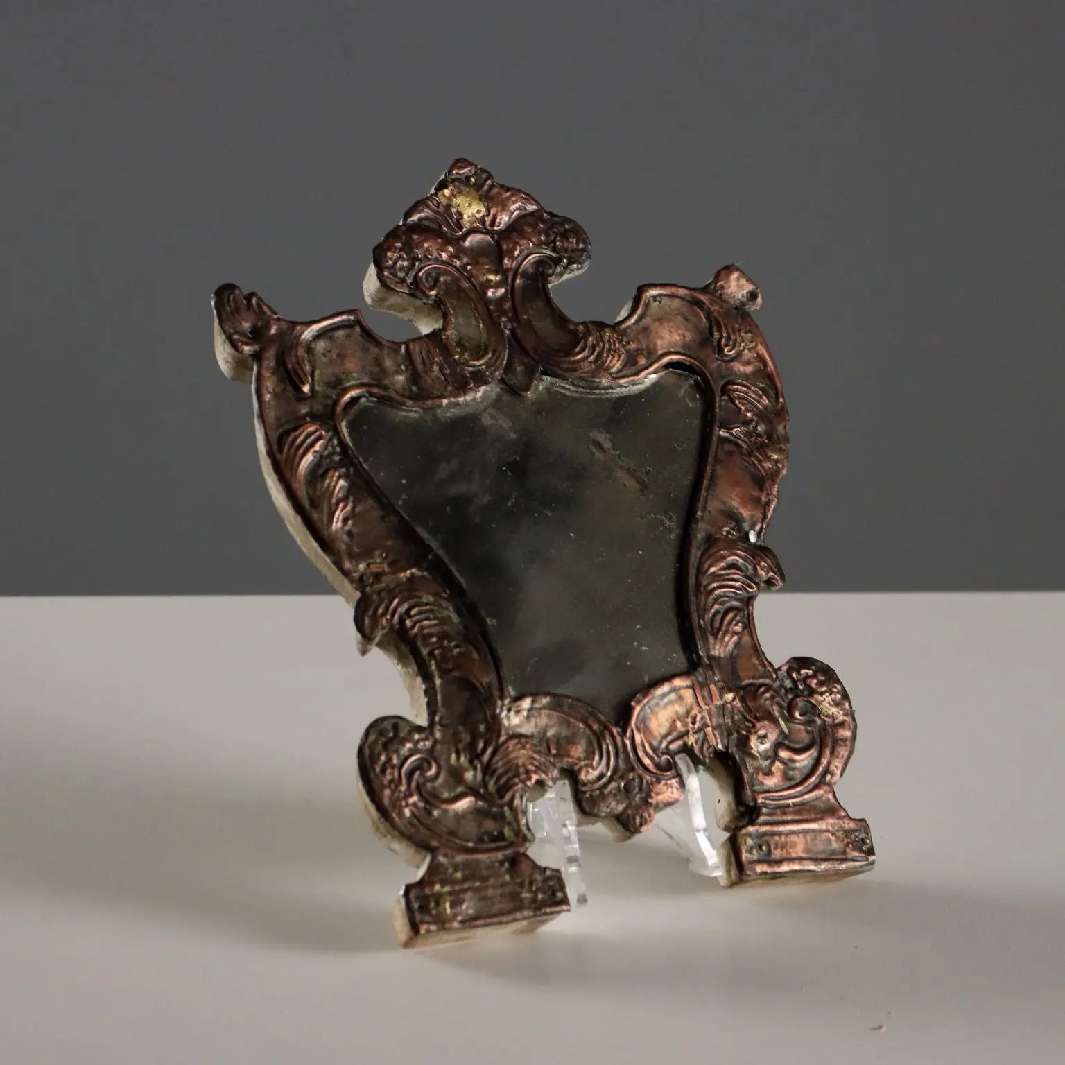 Antique Altar Card with Mirror Sheeth Metal Italy XVIII-XIX Century - Italy, XVIII-XIX Century | Antiques | Fancy Goods