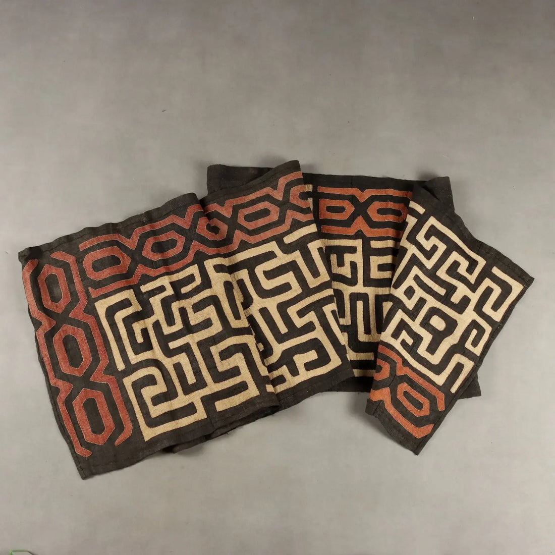 Royal Ntshak Raffia Fabric Labyrinth Design Kuba Art XX Century
