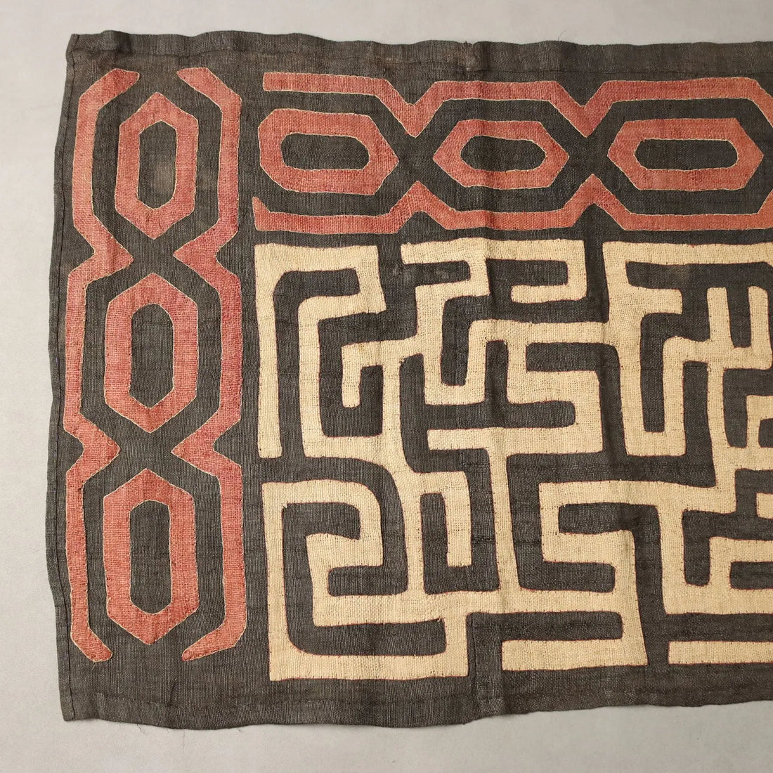 Royal Ntshak Raffia Fabric Labyrinth Design Kuba Art XX Century