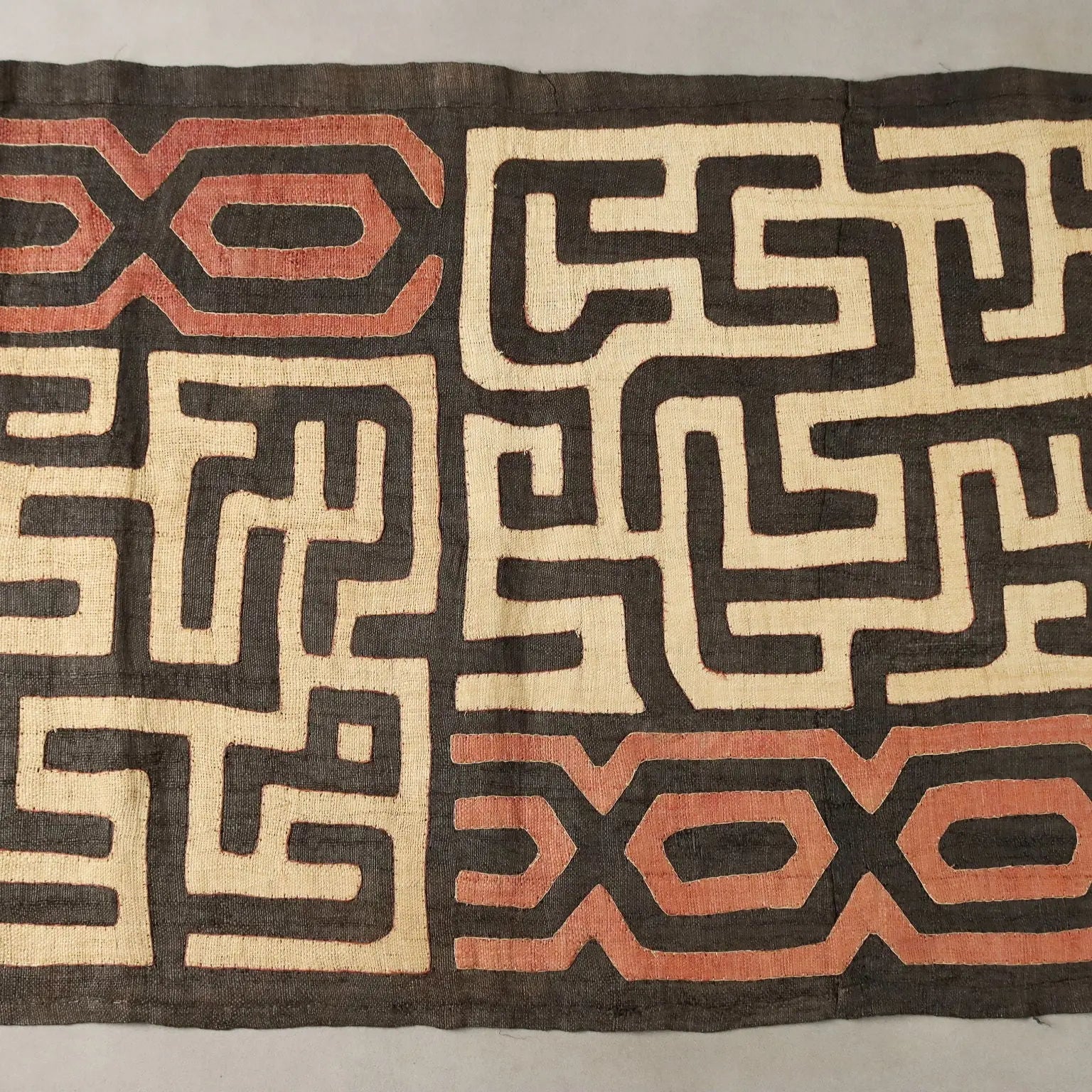 Royal Ntshak Raffia Fabric Labyrinth Design Kuba Art XX Century