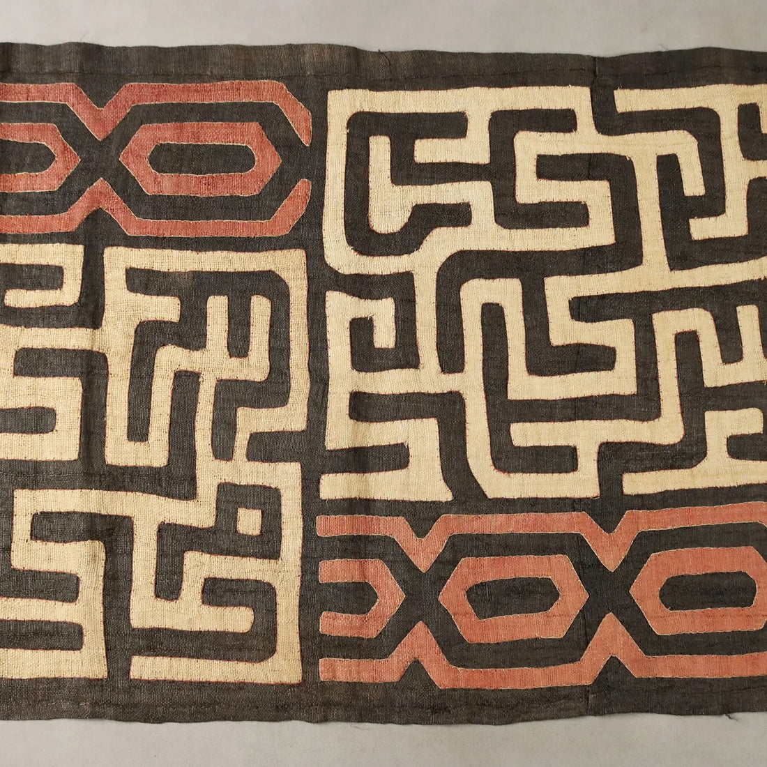 Royal Ntshak Raffia Fabric Labyrinth Design Kuba Art XX Century